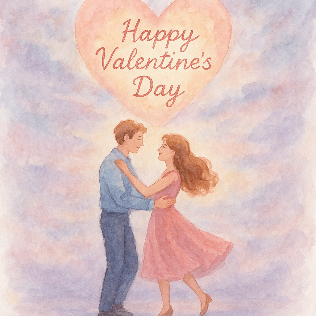 Une illustration style aquarelle Joyeuse Saint-Valentin