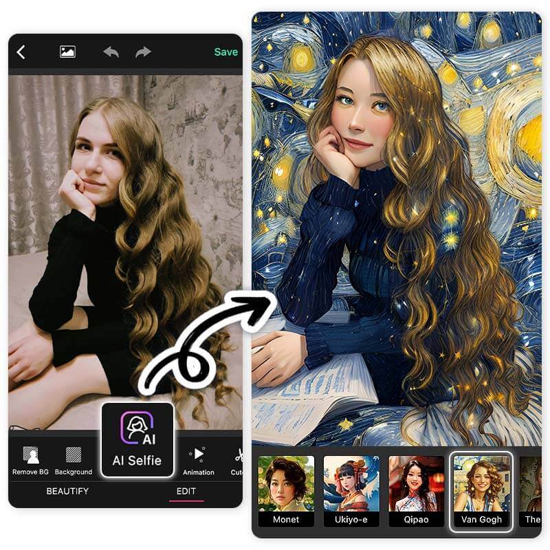 Filtre Van Gogh : transformer photo en la nuit étoilée