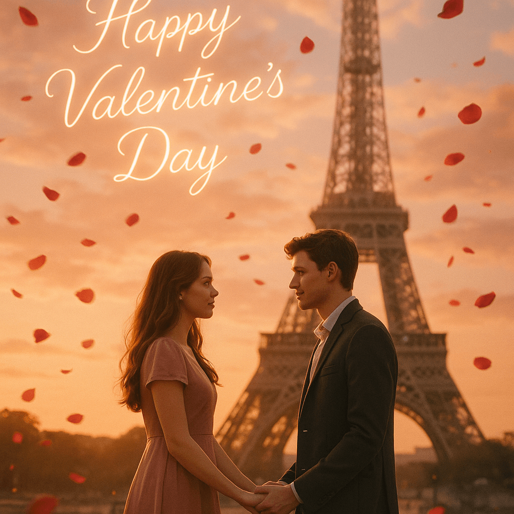 A photorealistic romantic scene