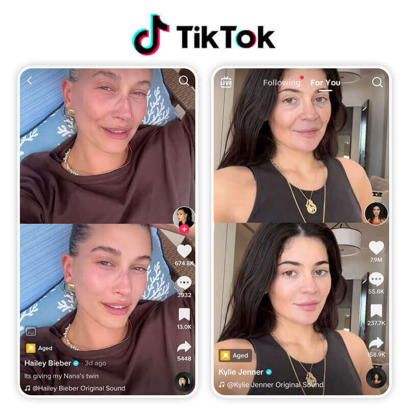 Filtre vieillissement TikTok / filtre jeune TikTok