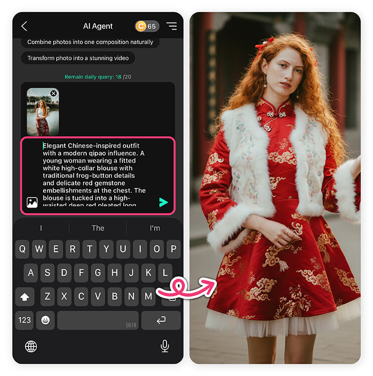 Try on various Chinese New Year attire looks with YouCam Perfect app.