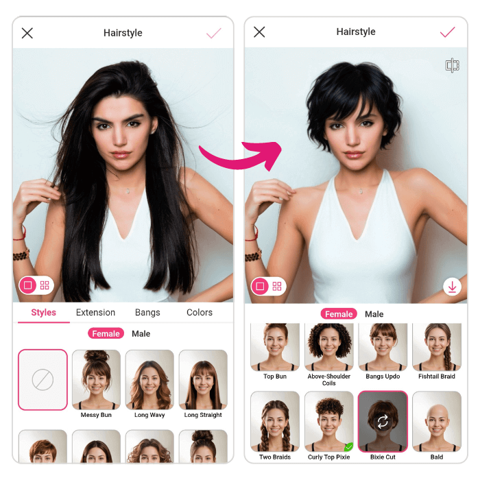 Try on Bixie Haircut on YouCam Makeup, the Best Hairstyle Try-On App