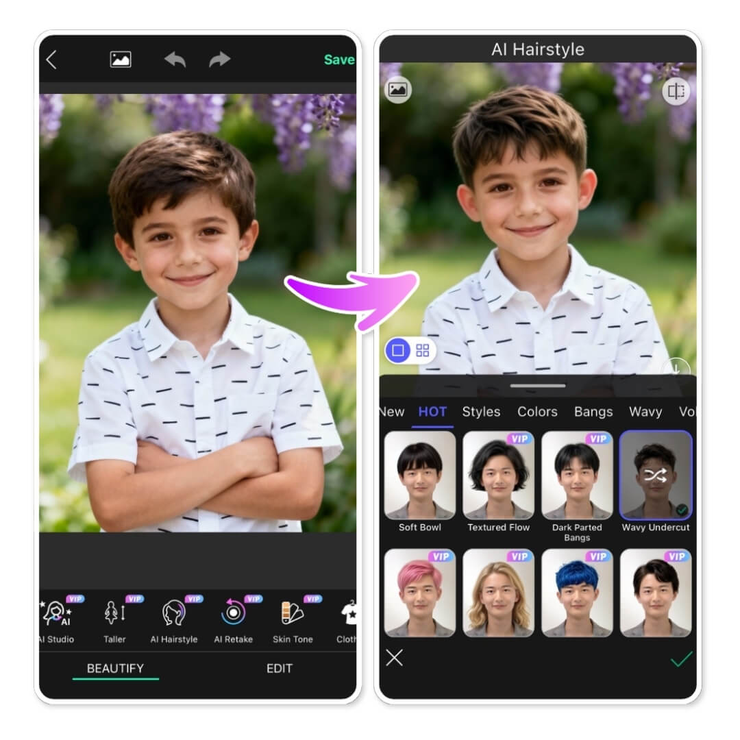 Frisuren-Simulator für Jungs-Frisuren 2026