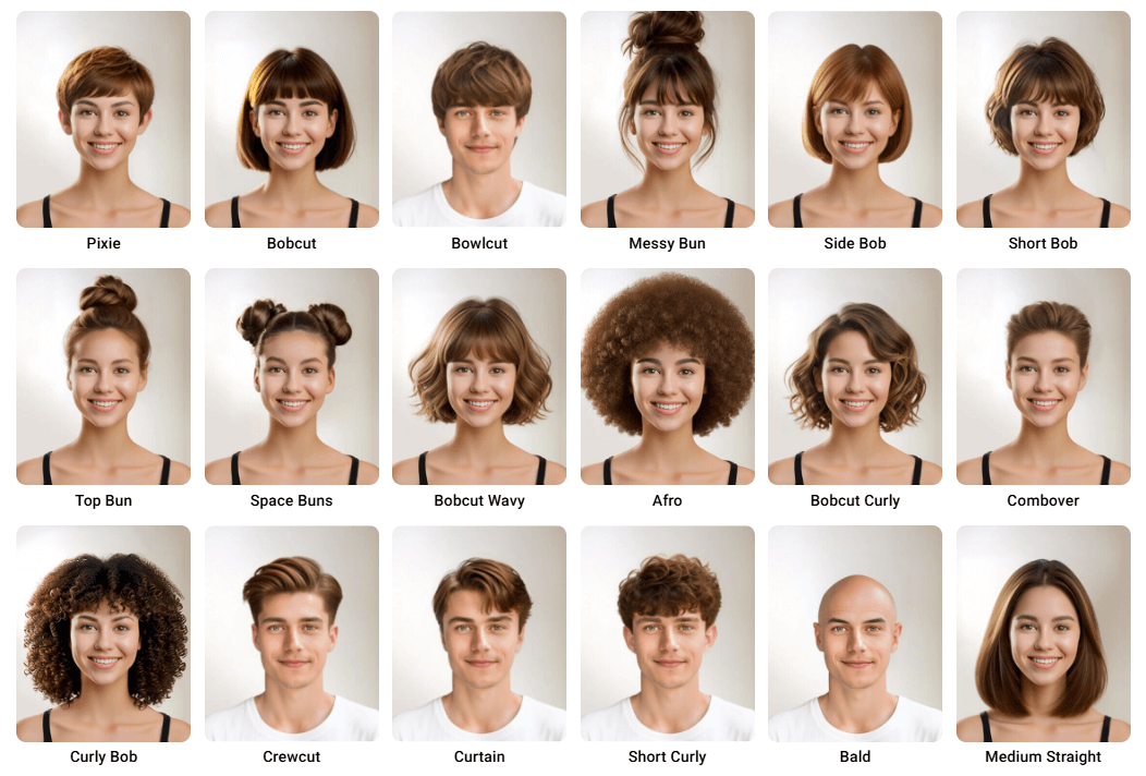Try On Different Short Hairstyles on YouCam Online Editor Virtually