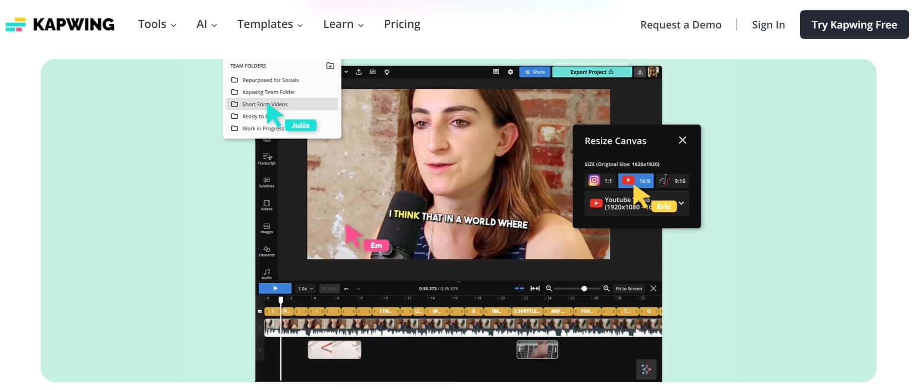 Kapwing resize video online free