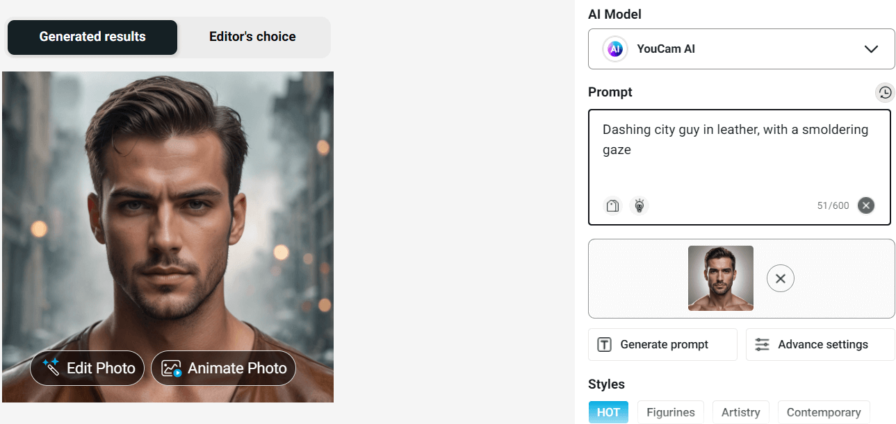 AI generated male character for game design
