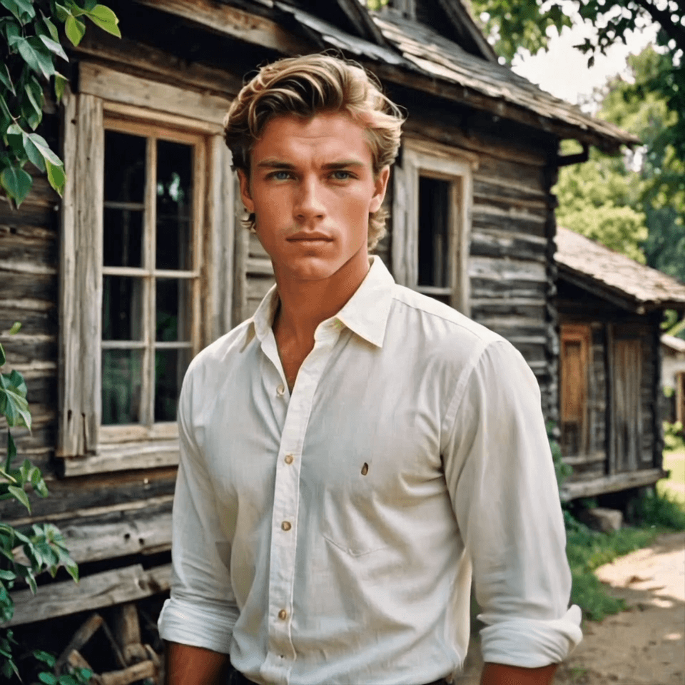Close up of handsome AI generated man