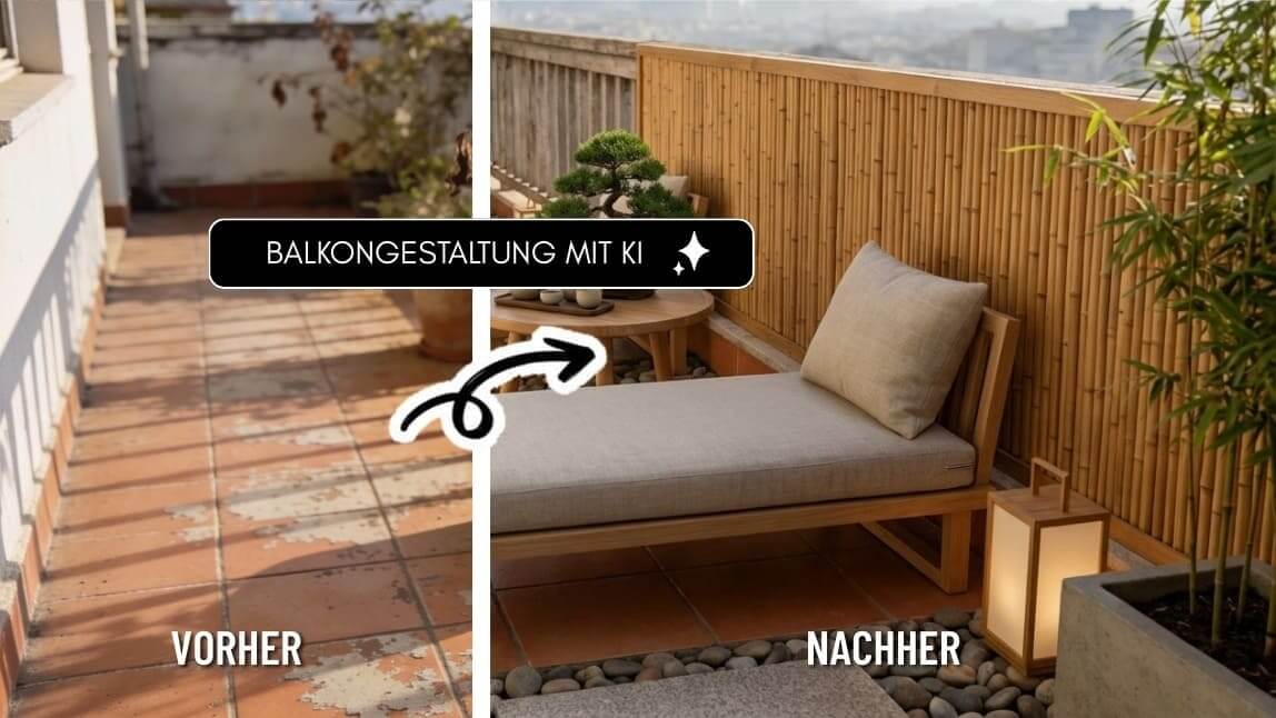 Vorher-Nachher-Ansicht eines Balkons