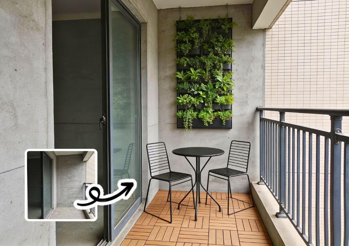 Moderner Stastbalkon mit vertikalem Garten