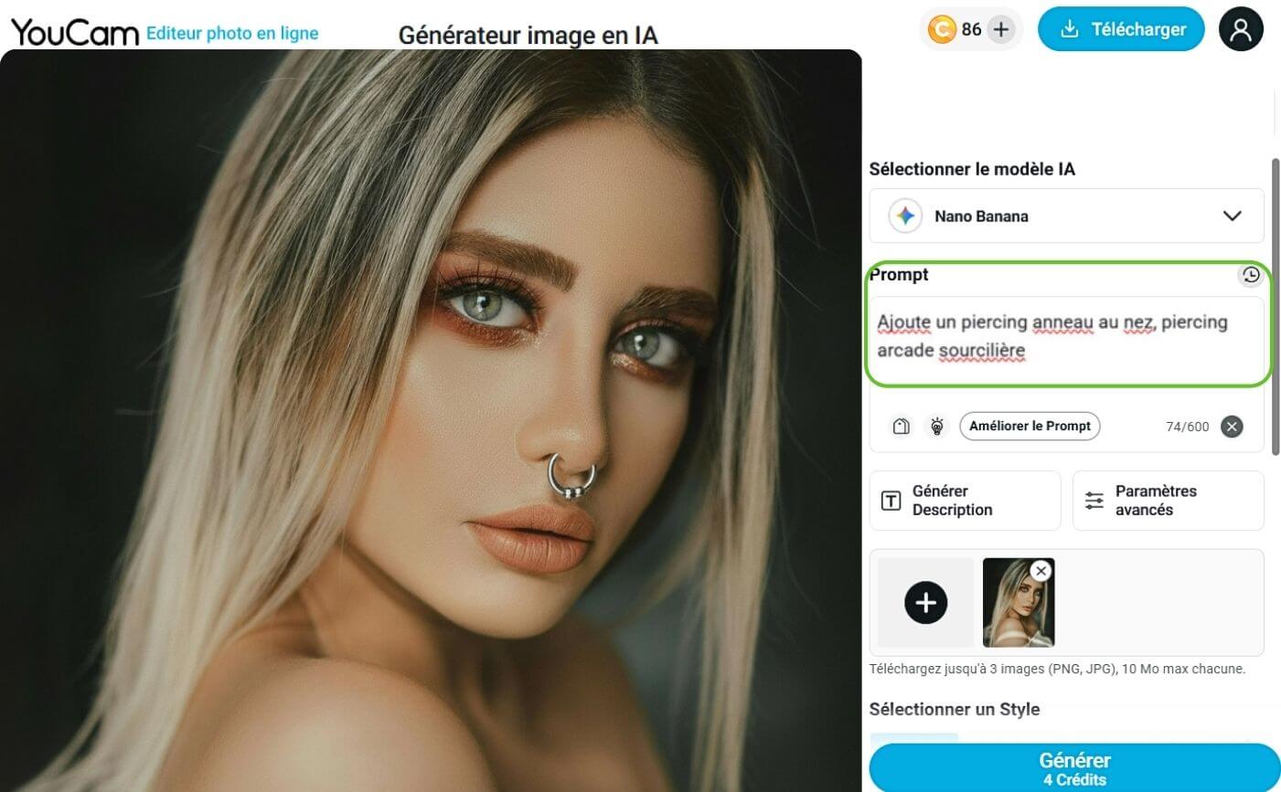 Ajouter filtre piercing en ligne