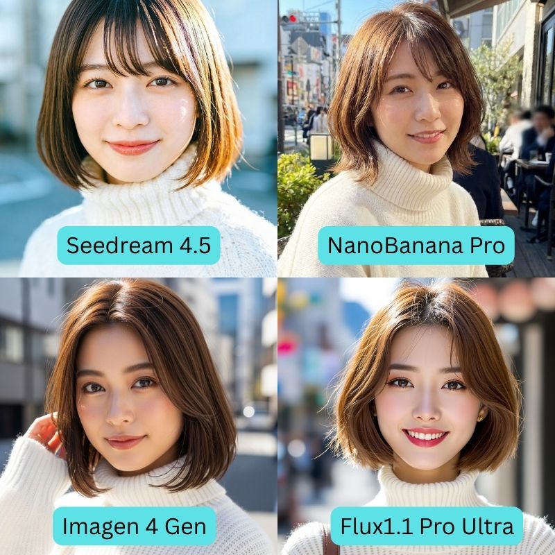 同じプロンプトで作成したAI画像比較