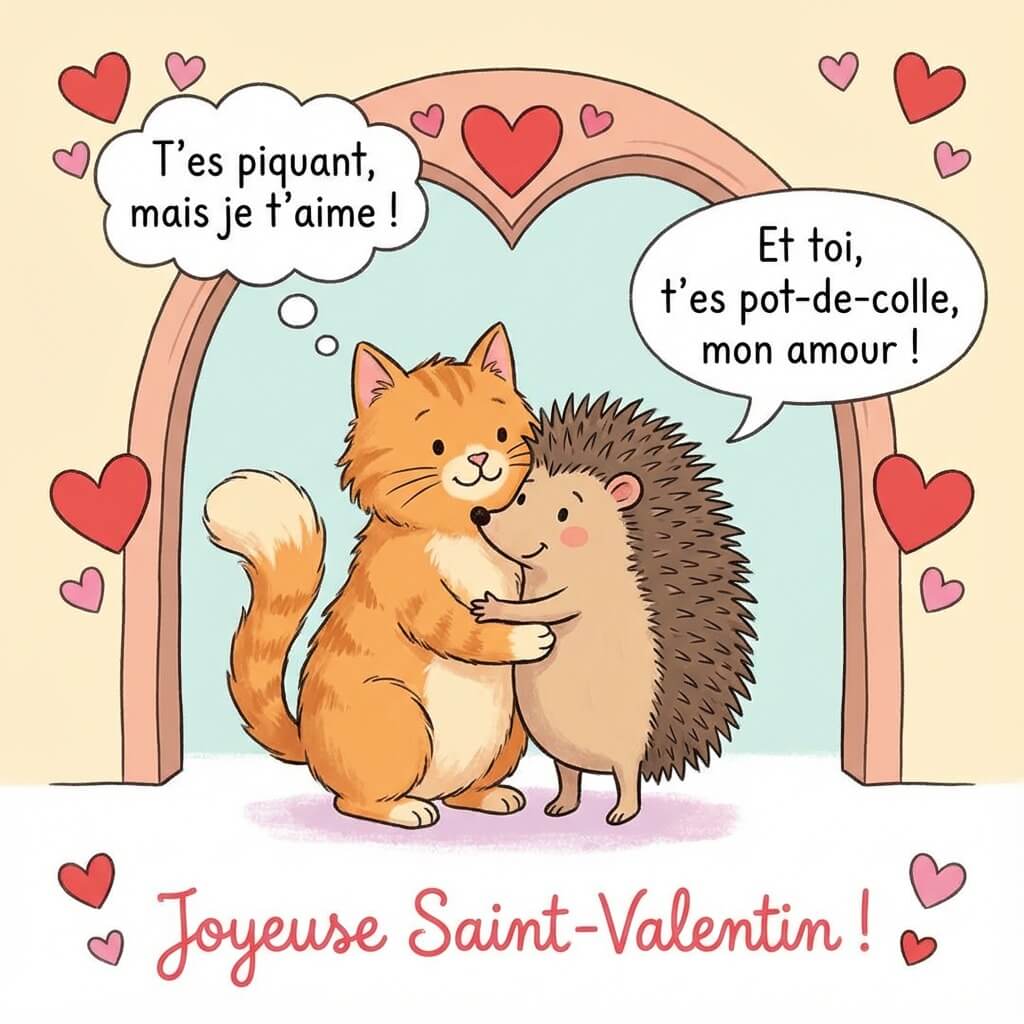 Carte de Saint Valentin drôle humour animaux
