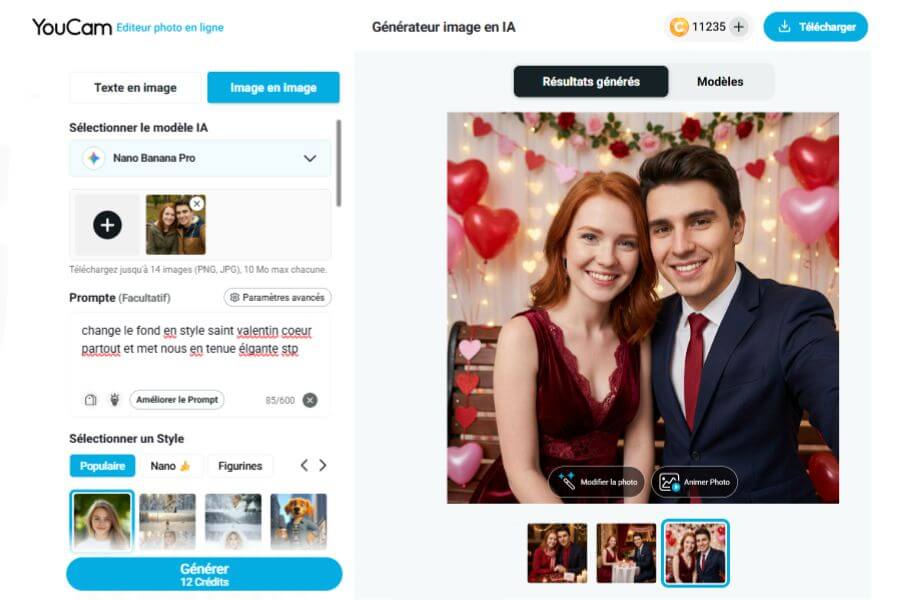 Générateur IA pour montage photo St Valentin