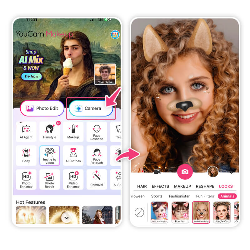 Try 2016 photo filters, dog ears, flower crown