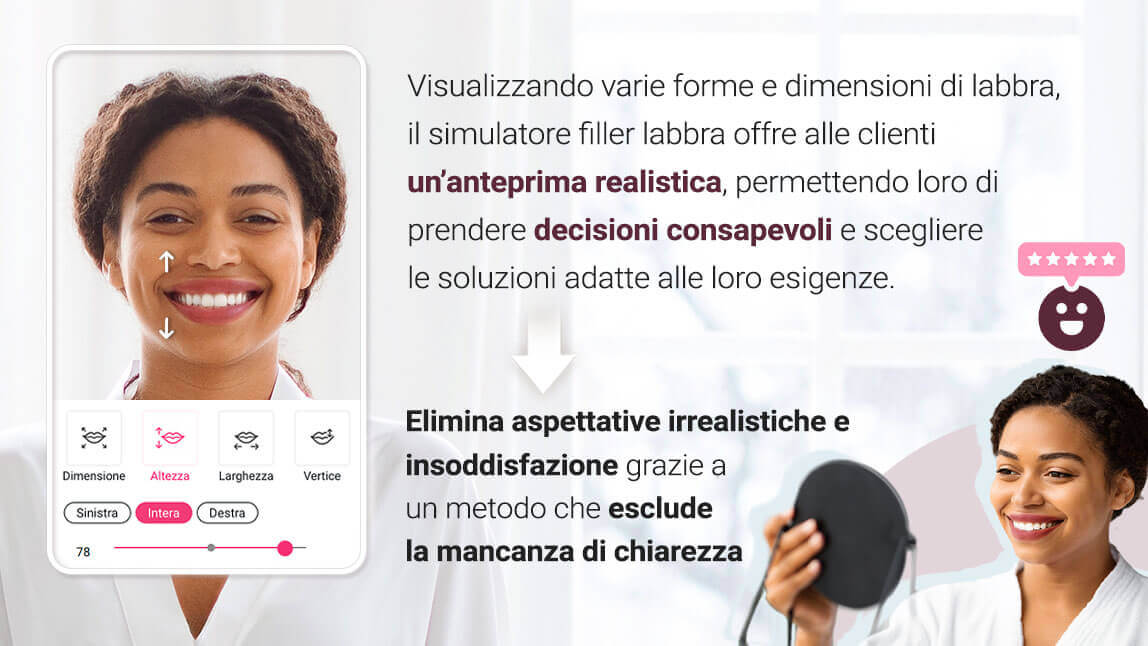 Trattamenti viso: simulatore filler labbra prima e dopo