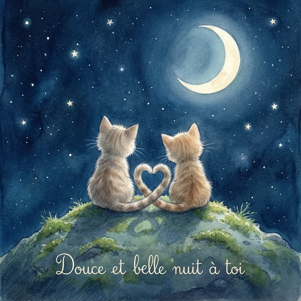 Belle image bonne nuit chat