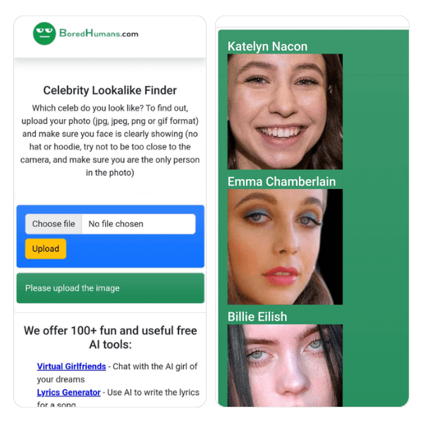 BoredHumans: site para descobrir com qual celebridade você se parece online.