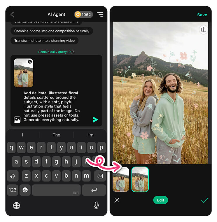 Use AI Agent to take your couple photos to the next level.