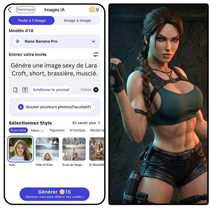 Créer images sexy lara croft