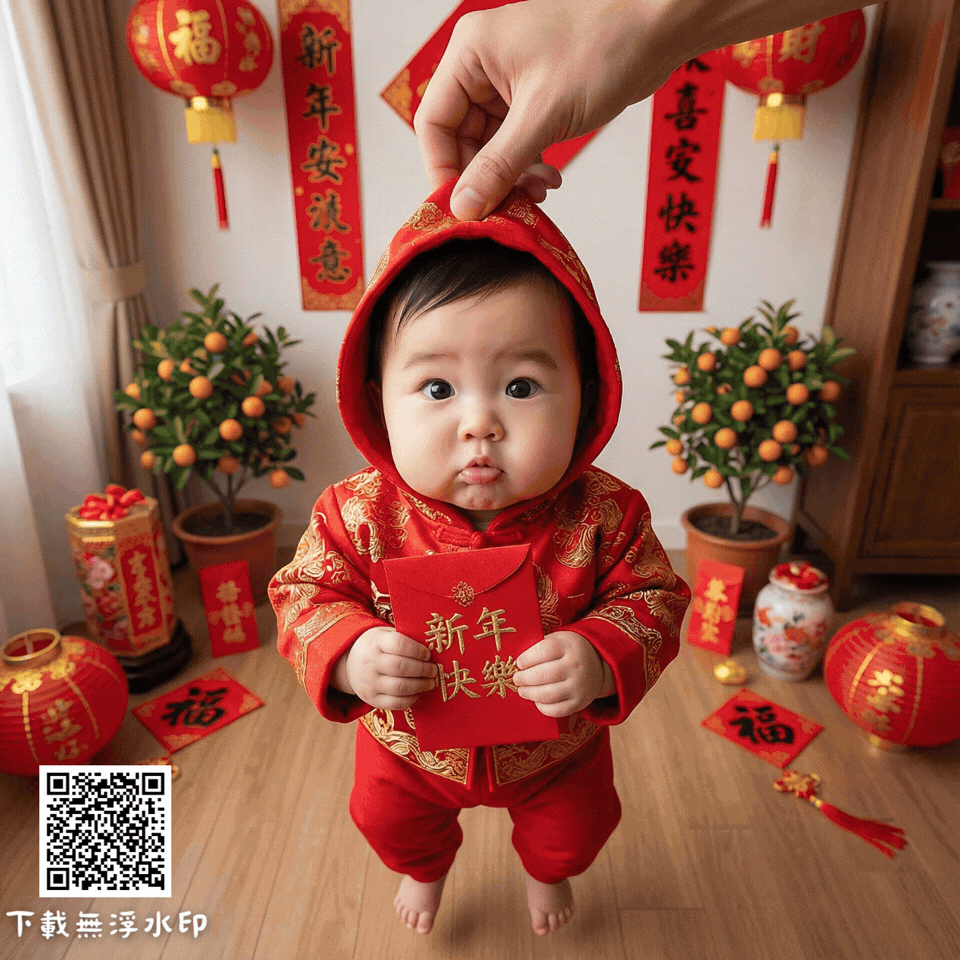 新年版抓帽小人風格 2026過年圖案,馬年圖案,馬年祝福圖,馬年賀卡