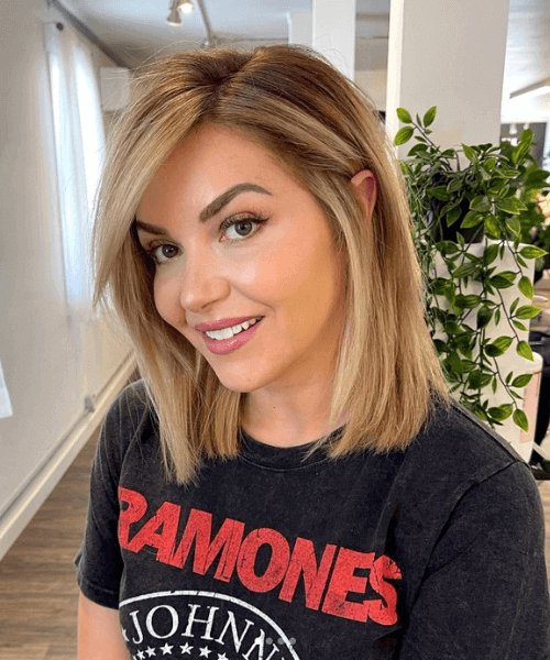 side-swept bangs for round face
