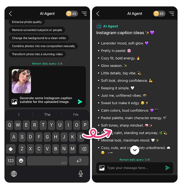 Resultado da legenda gerada por IA