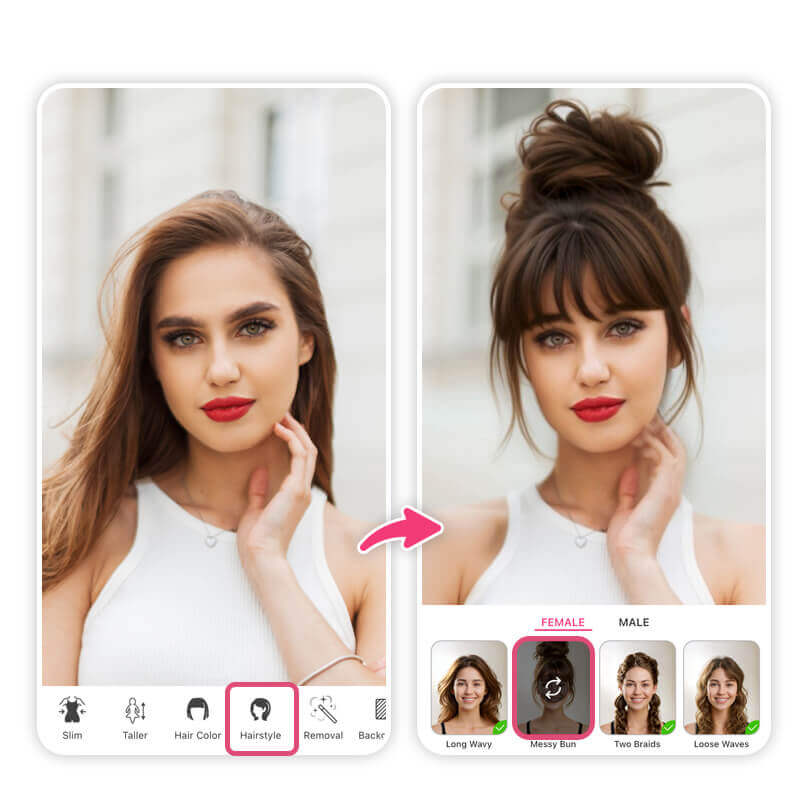 Try slimming hairstyles for chubby faces with YouCam Makeup
