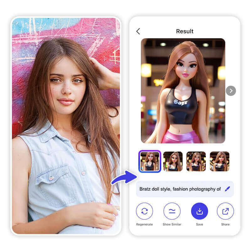 Step 3. Tap "Generate" to Make AI Bratz Doll