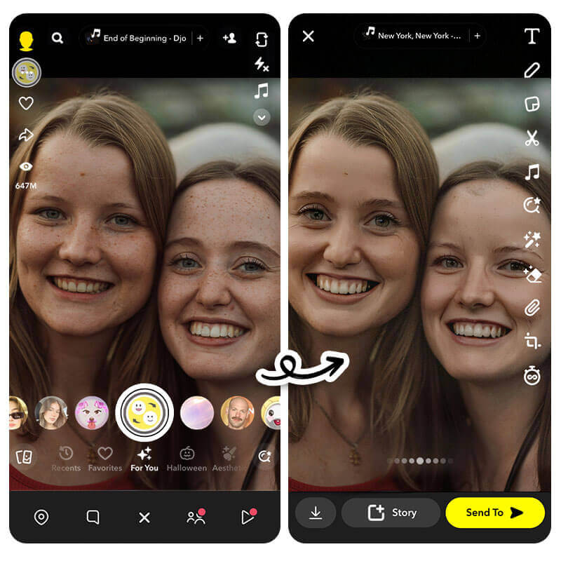 With Snapchat Face swap, you can swap faces in real time or using existing photos. Swapping faces with Snapchat lens is very easy and super fun.