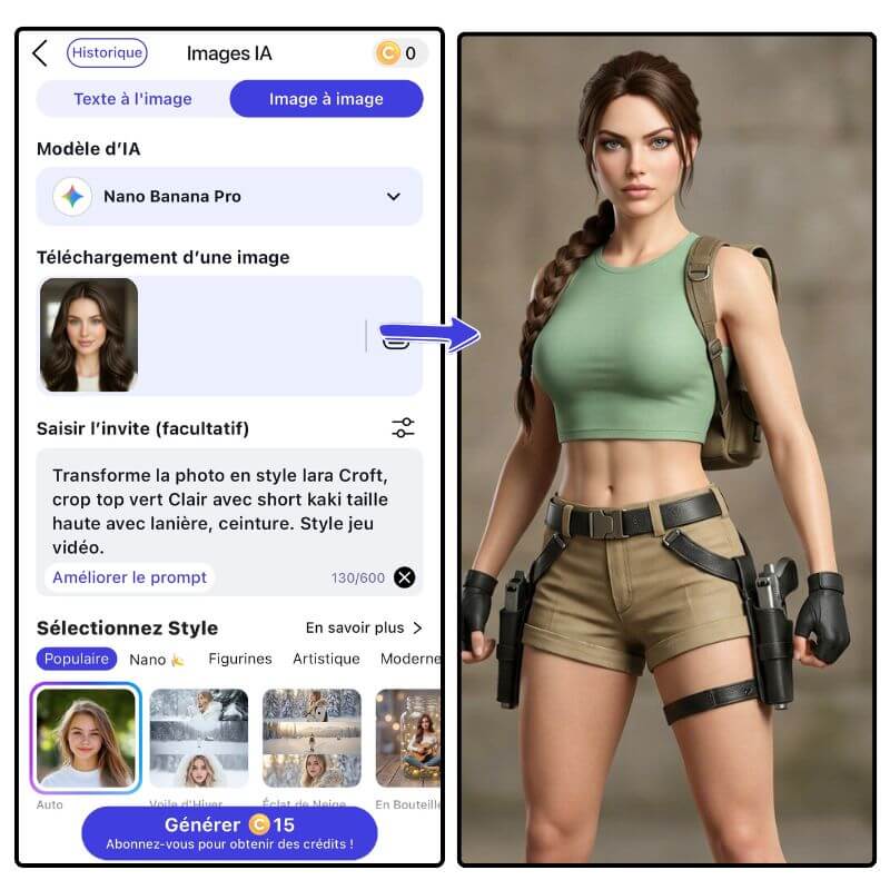 Lara croft tomb raider, se voir en lara croft