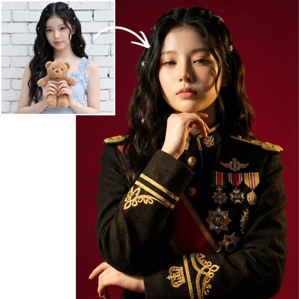 女性×顎に手を置くポーズ