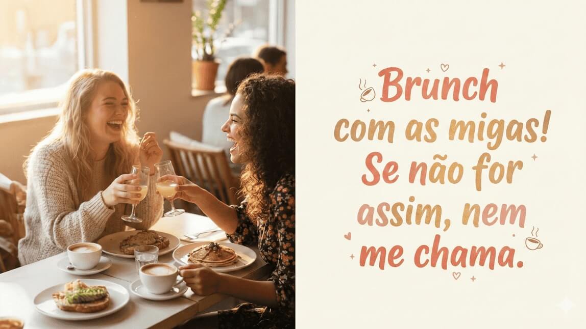 Duas amigas rindo durante um brunch com exemplo de legenda criativa para foto com amiga no Galentine's Day