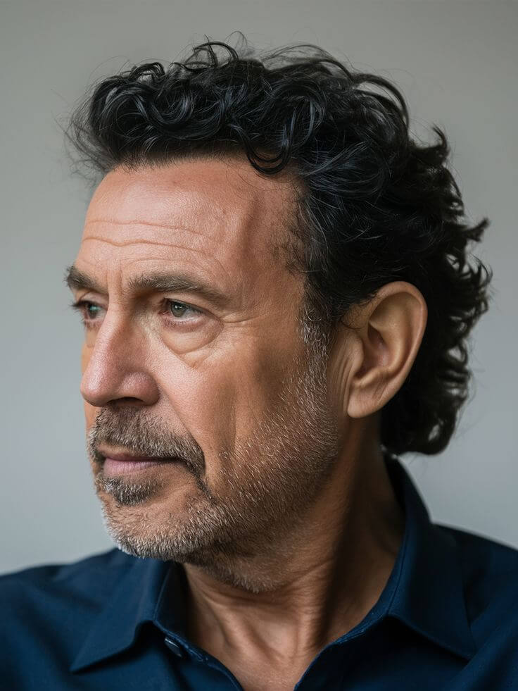 Short Curly Cut for men over 50 