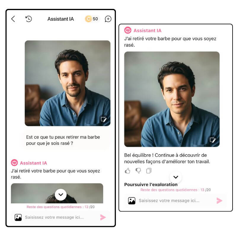 Assistant IA : filtre sans barbe prompt