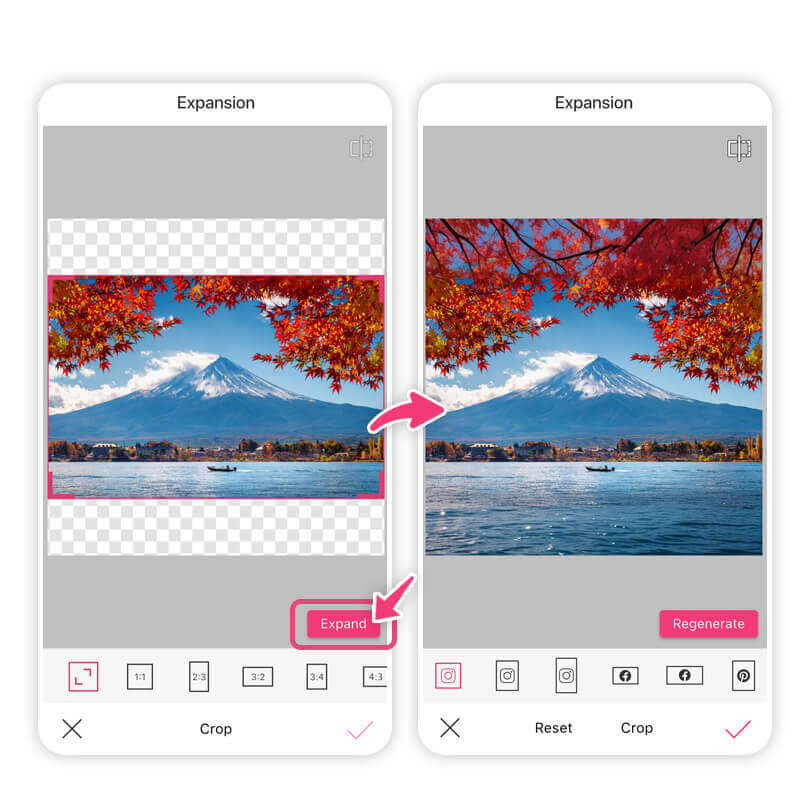 Expand images using AI Expansion in YouCam Makeup