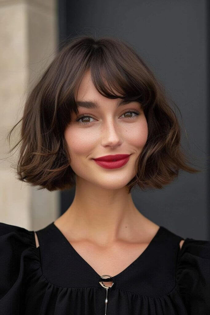 Curtain Bangs French Bob