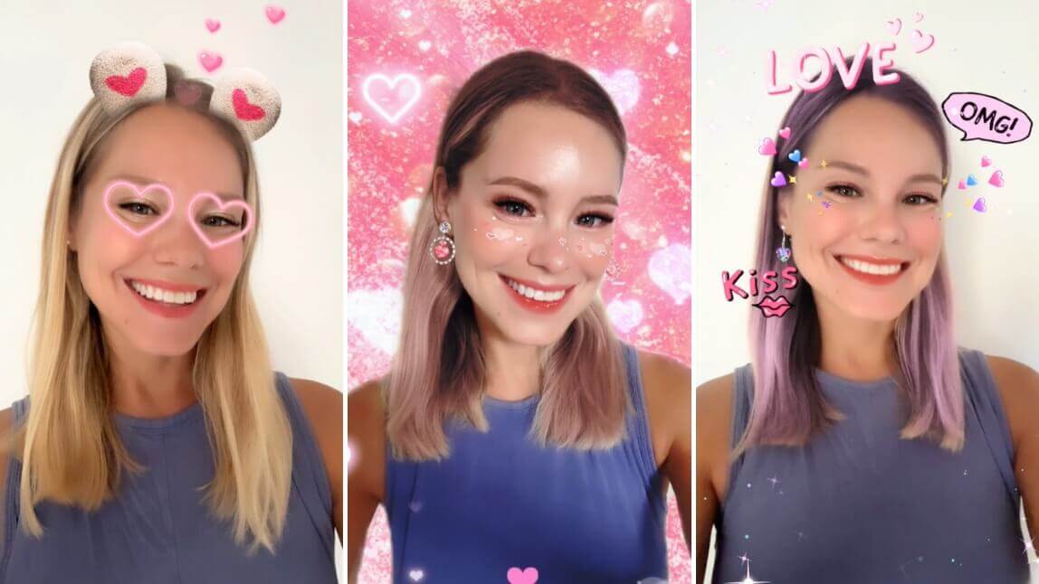 Couple selfie with filters