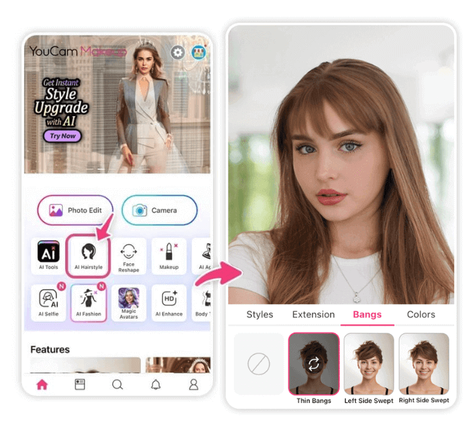 sieh ob dir ein pony steht mit der besten frisuren app youcam makeup