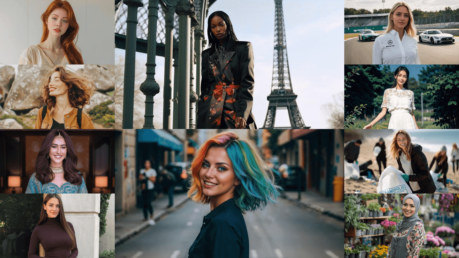 Banner do concurso Miss AI mostrando modelos digitais realistas