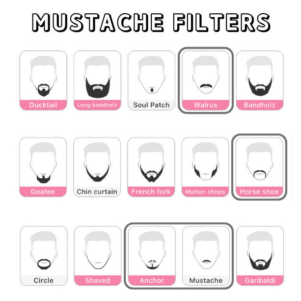 Experimente todos os filtros de bigode no aplicativo YouCam Makeup