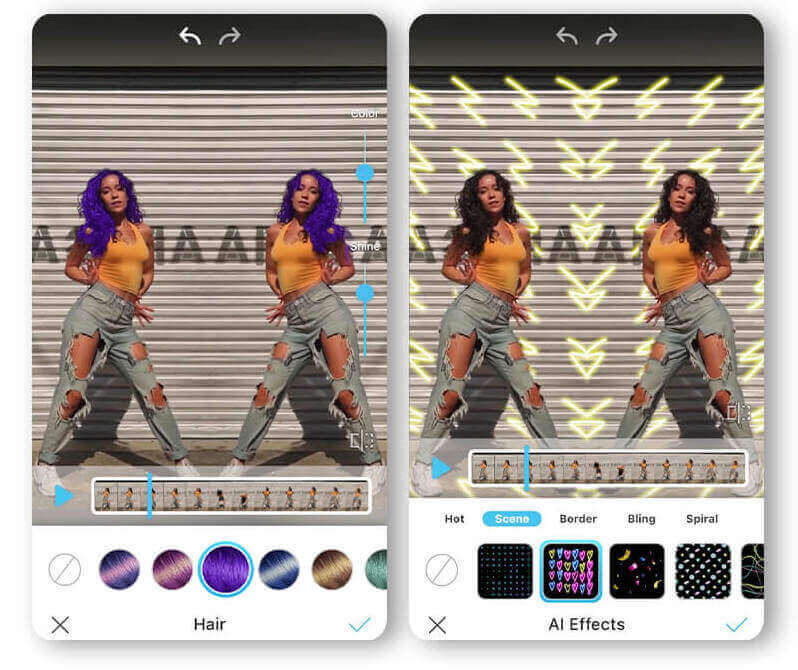 Probiere verschiedene Videofilter und Effekte für deine Video-Collage