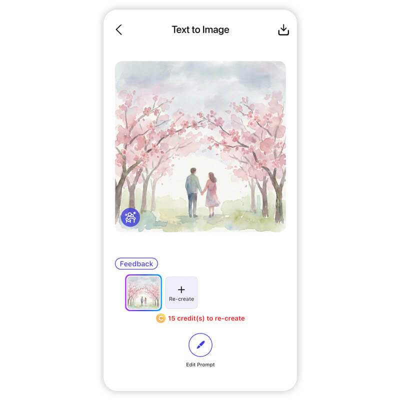 Teile dein Happy-Valentinstag-Bild nach der Erstellung. Mach den Valentinstag mit individuellen romantischen Visuals noch besonderer.