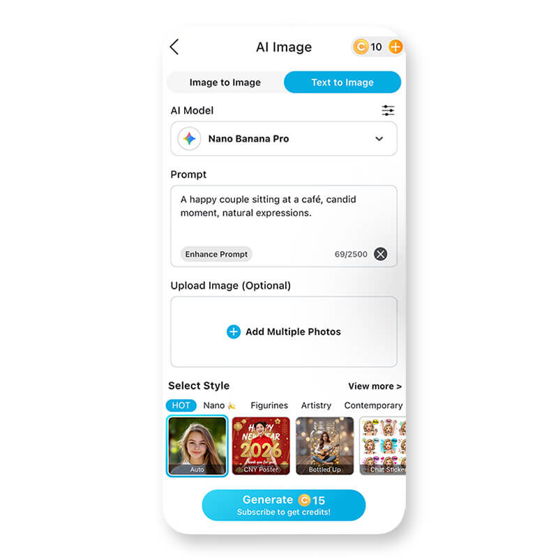 Create unique couple photos for Valentine's Day with a simple word prompt.