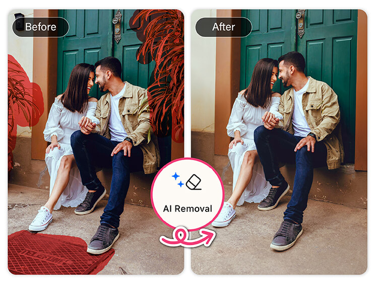 이번 발렌타인데이에 커플 사진을 깔끔하게 다듬으려면 AI 객체 제거 기능을 사용해 보세요.