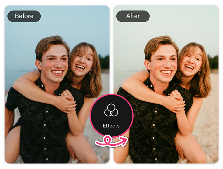 AI 커플 사진에 필터를 추가해 분위기를 즉시 업그레이드하세요.