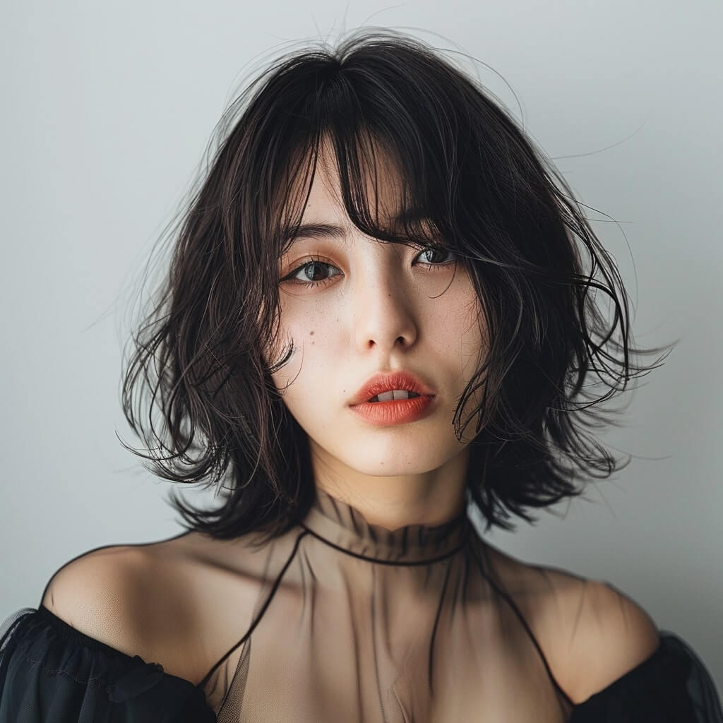 顔まわりに縦ラインを作る