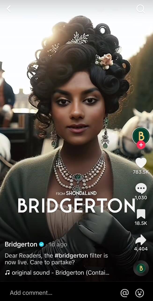 filtro TikTok Bridgerton