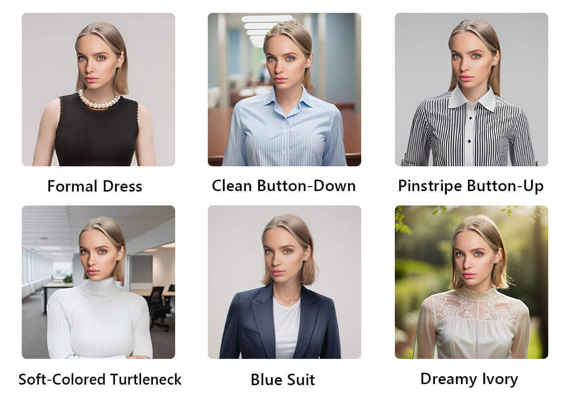 AI Headshot Filter Results Generated from the Same Selfie Image