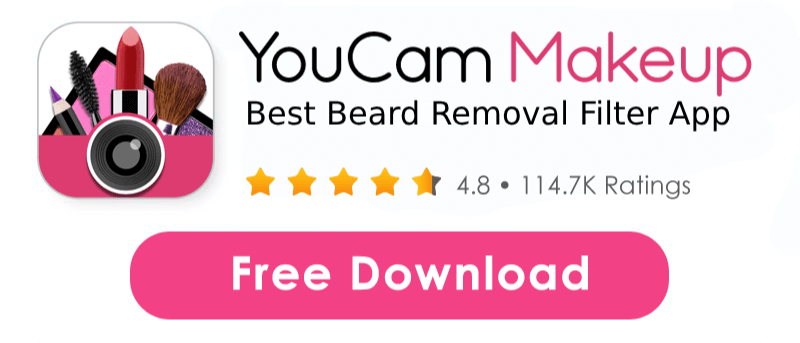 Yüz kıllarını kaldıran ve bıyıksız filtreleri keşfetmek için YouCam Makeup'ı indirin.