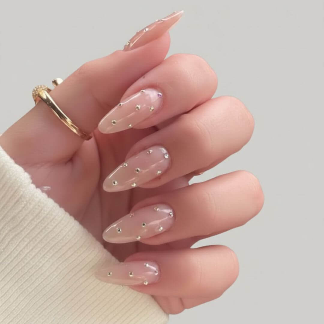 Pale Pink Nails with Pearl Details